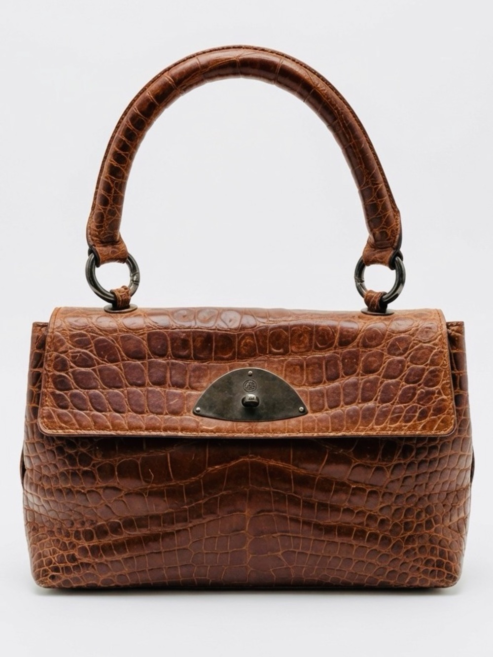 RARE Authentic Giorgio Armani, Real Alligator  Handle Top Handbag.